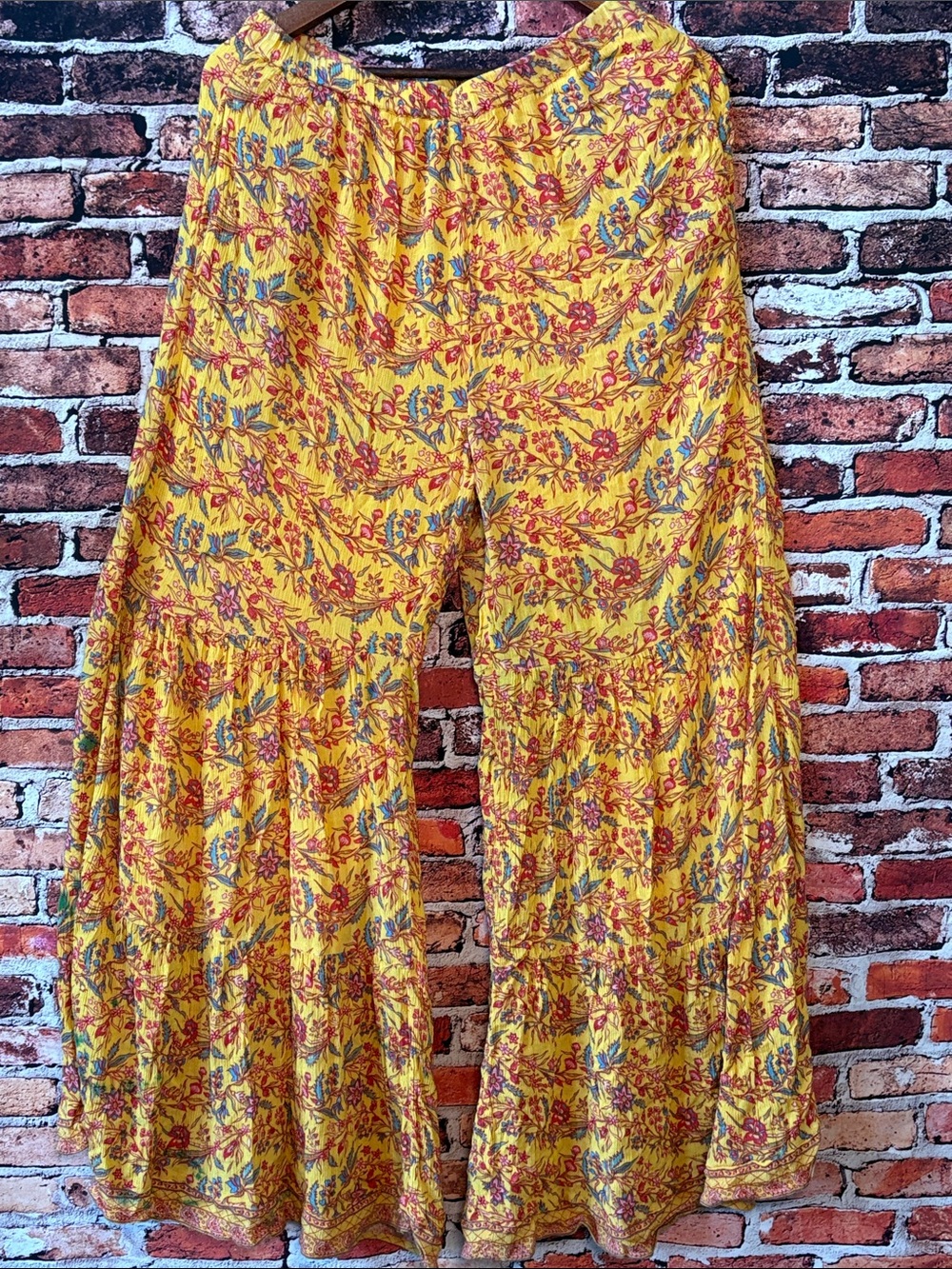 Sundance Yellow Floral Palazzo Pants Size Small